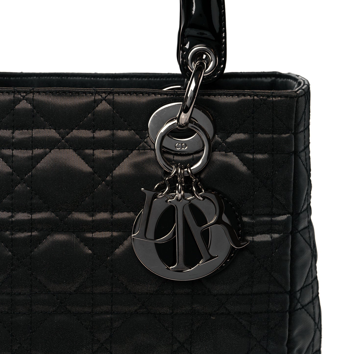 Coated Canvas Patent Cannage Medium Lady Dior Black