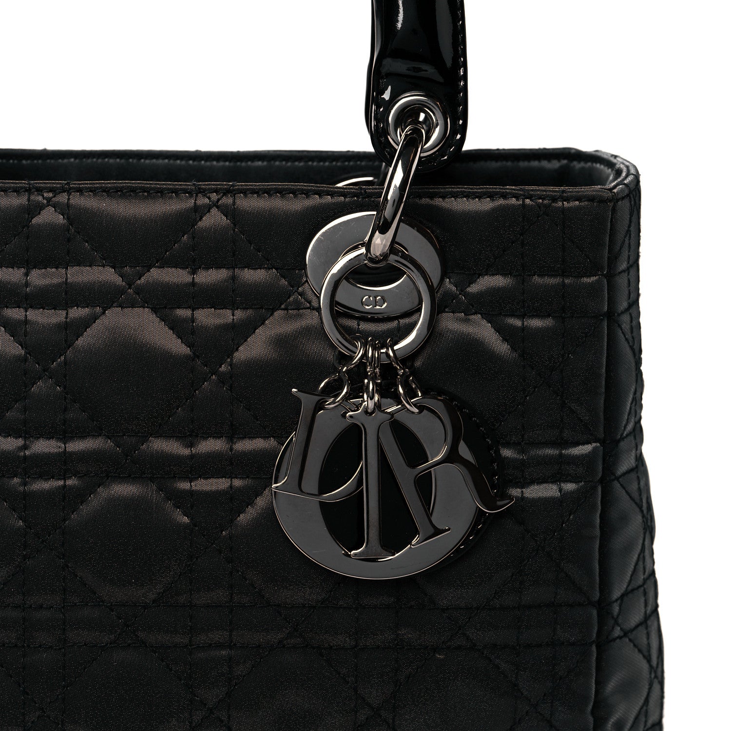 Christian Dior Coated Canvas Patent Cannage Medium Lady Dior Black 7 of 13