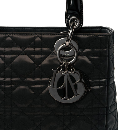 Christian Dior Coated Canvas Patent Cannage Medium Lady Dior Black 7 of 13