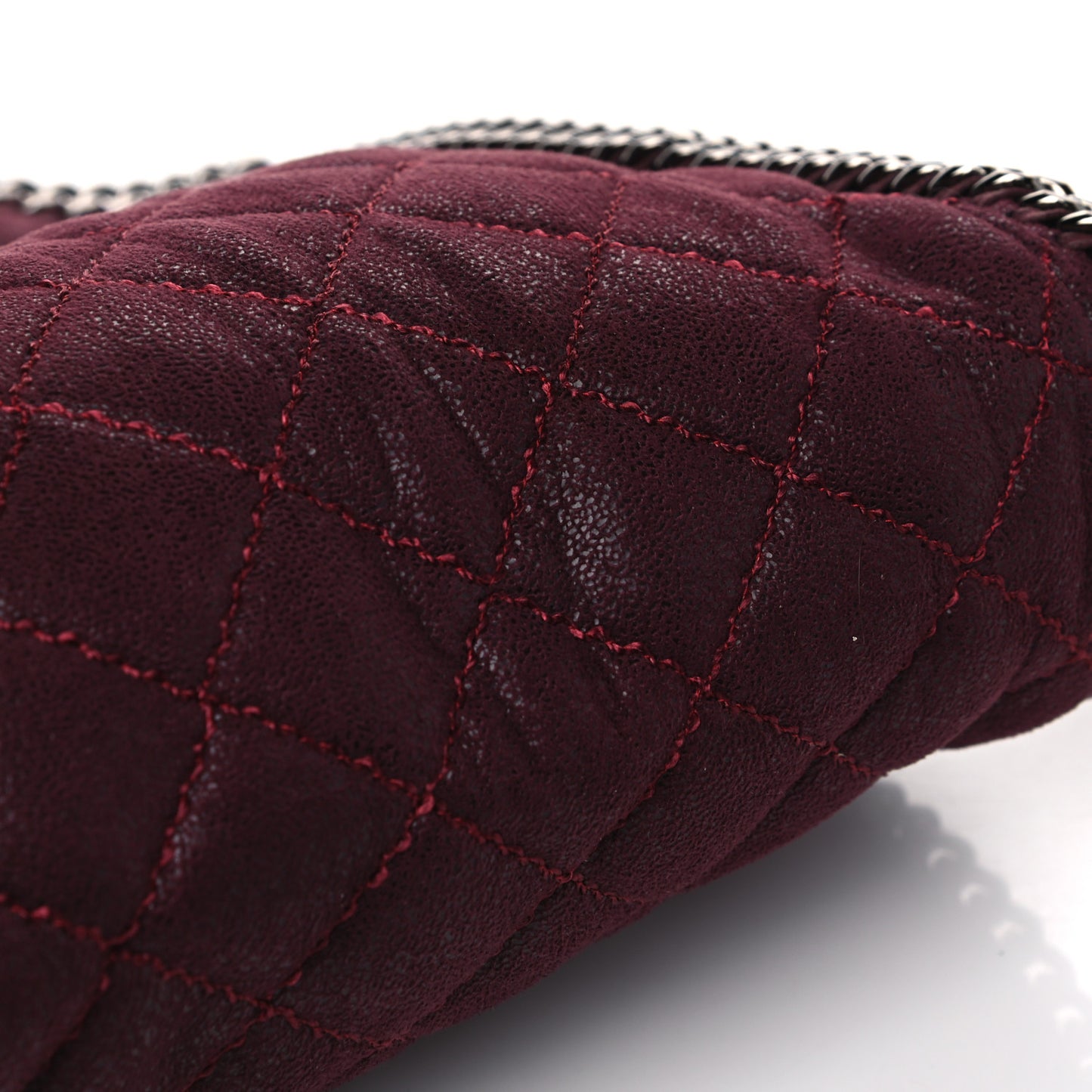 Shaggy Deer Quilted Small Falabella Tote Burgundy