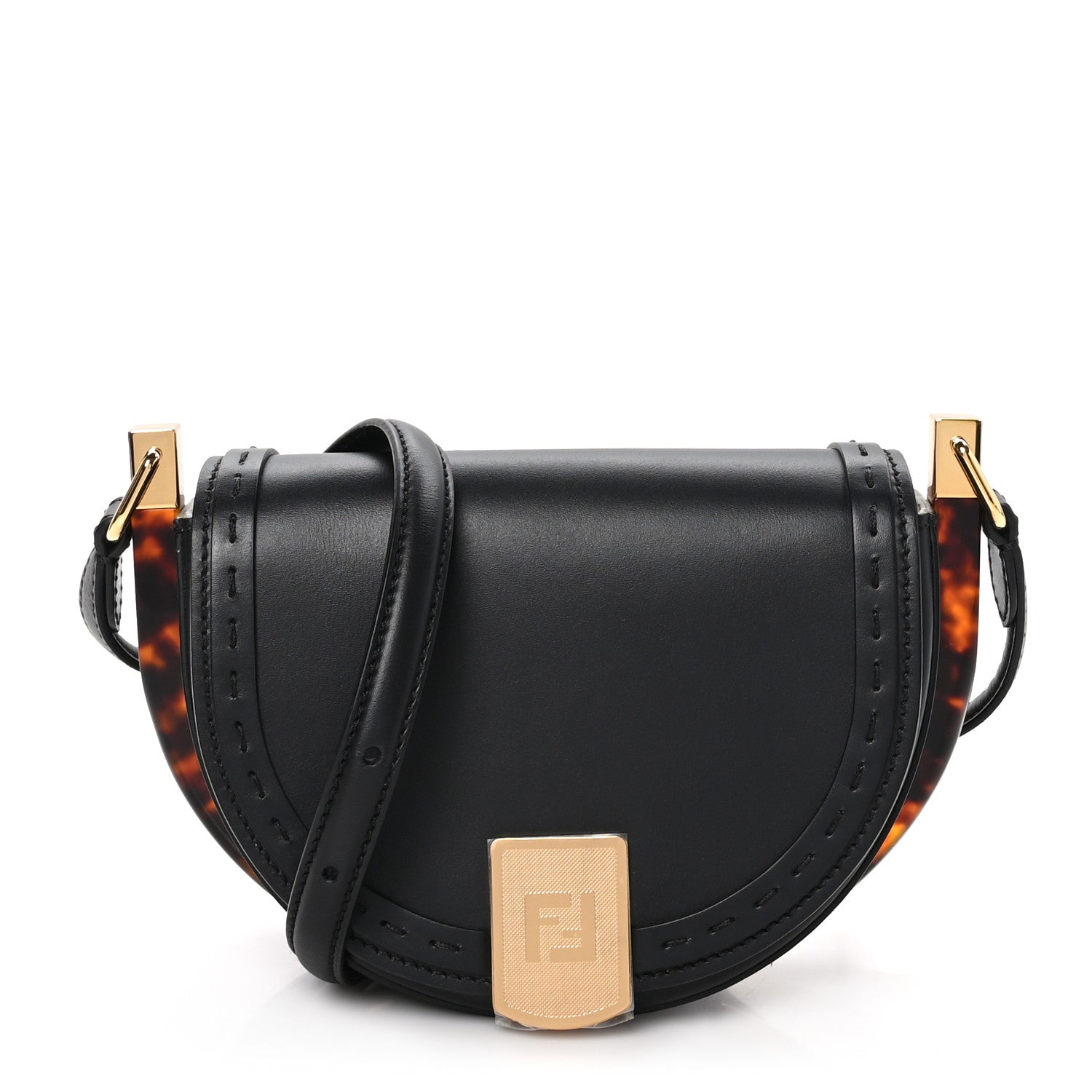 Fendi Vitello King Plexiglass Moonlight Shoulder Bag Black 1 of 10