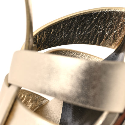 Saint Laurent Metallic Nappa Tribute 75 Platform Sandals 38 Platino 9 of 11