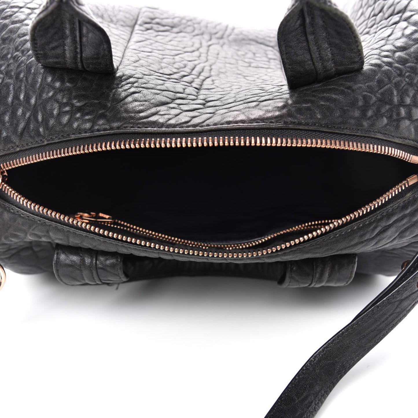 Pebbled Lambskin Rocco Black Rose Gold Hardware