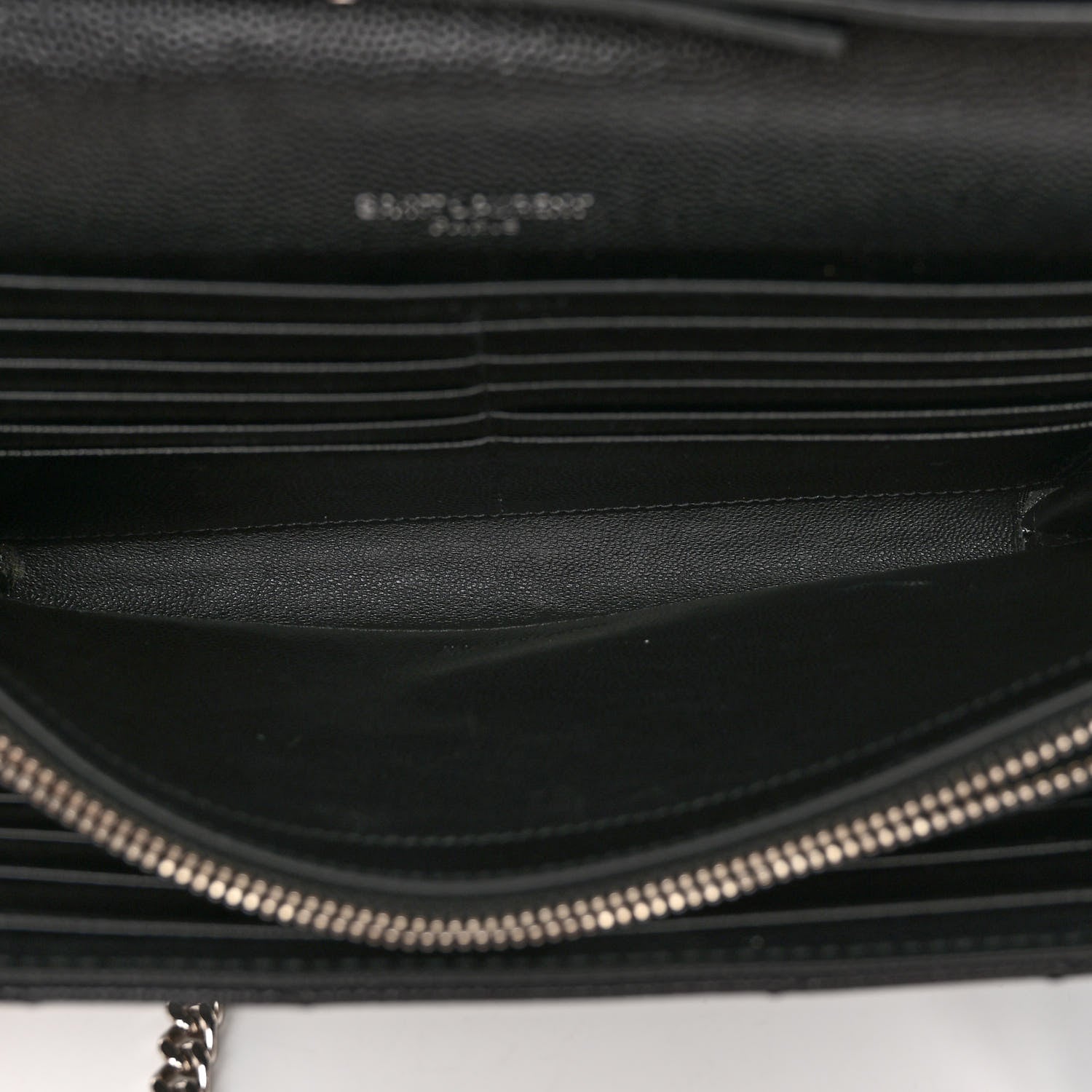 Saint Laurent Grain De Poudre Matelasse Chevron Monogram Chain Wallet Black 5 of 9