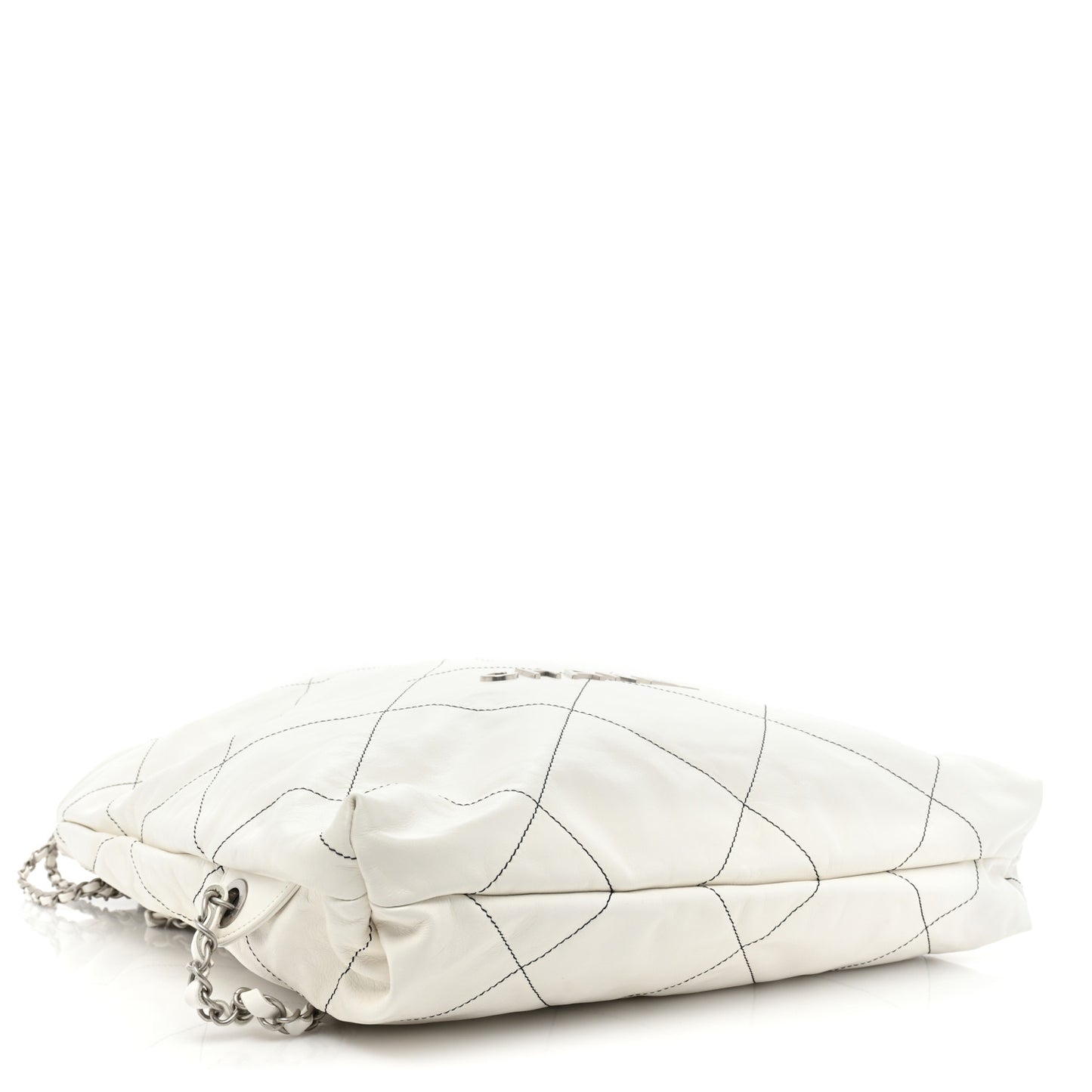 Shiny Calfskin Quilted Chanel 22 Backpack White Black