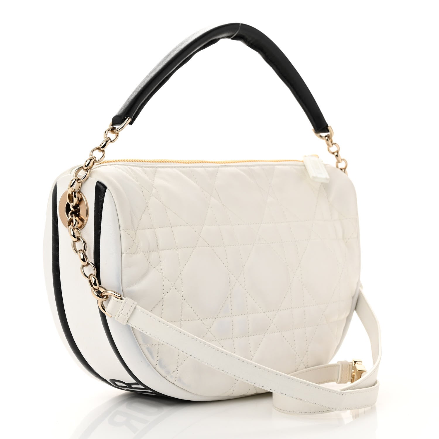 Christian Dior Lambskin Cannage Medium Dior Vibe Hobo Bag White 3 of 15