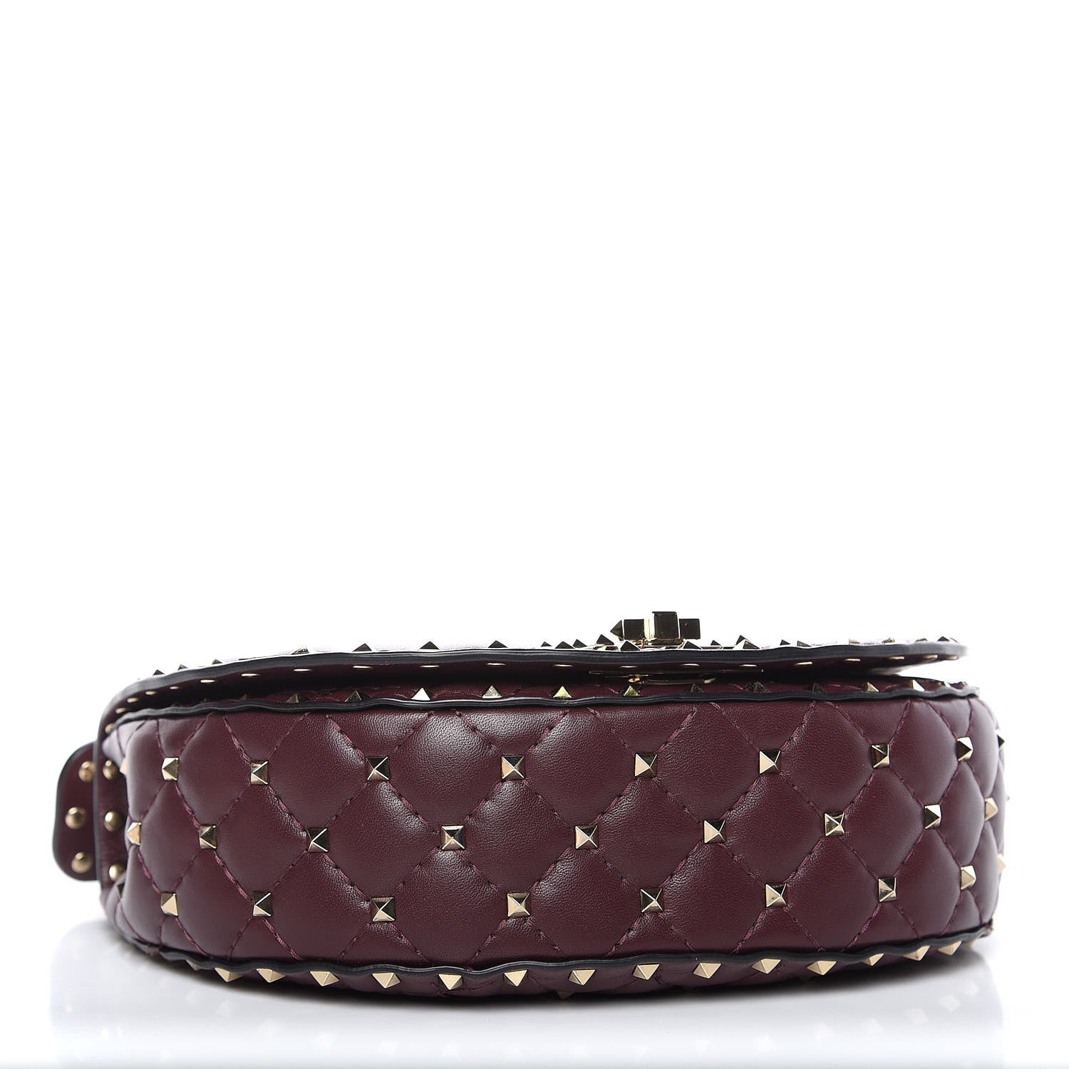 Valentino Garavani Nappa Medium Rockstud Spike Halfmoon Saddle Bag Rubin 4 of 10