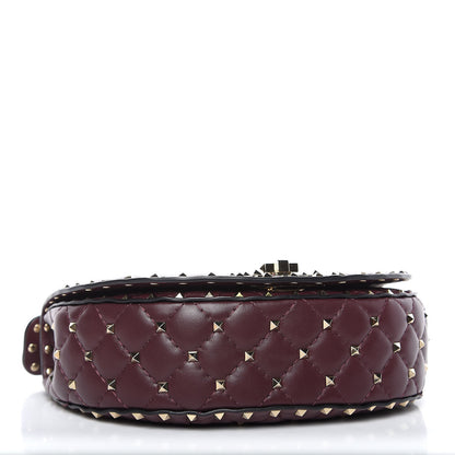 Valentino Garavani Nappa Medium Rockstud Spike Halfmoon Saddle Bag Rubin 4 of 10