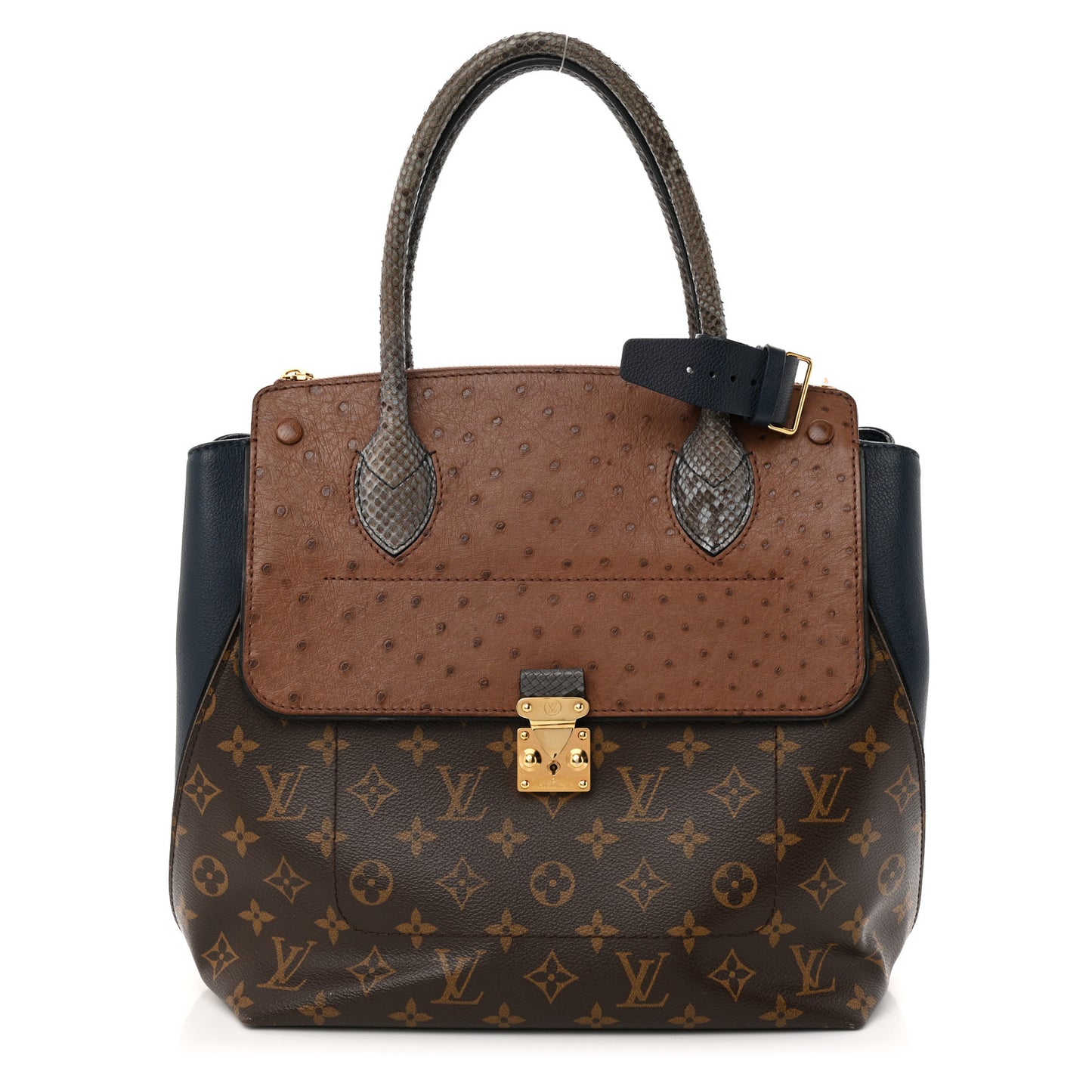 Ostrich Lizard Majestueux Tote MM Navy