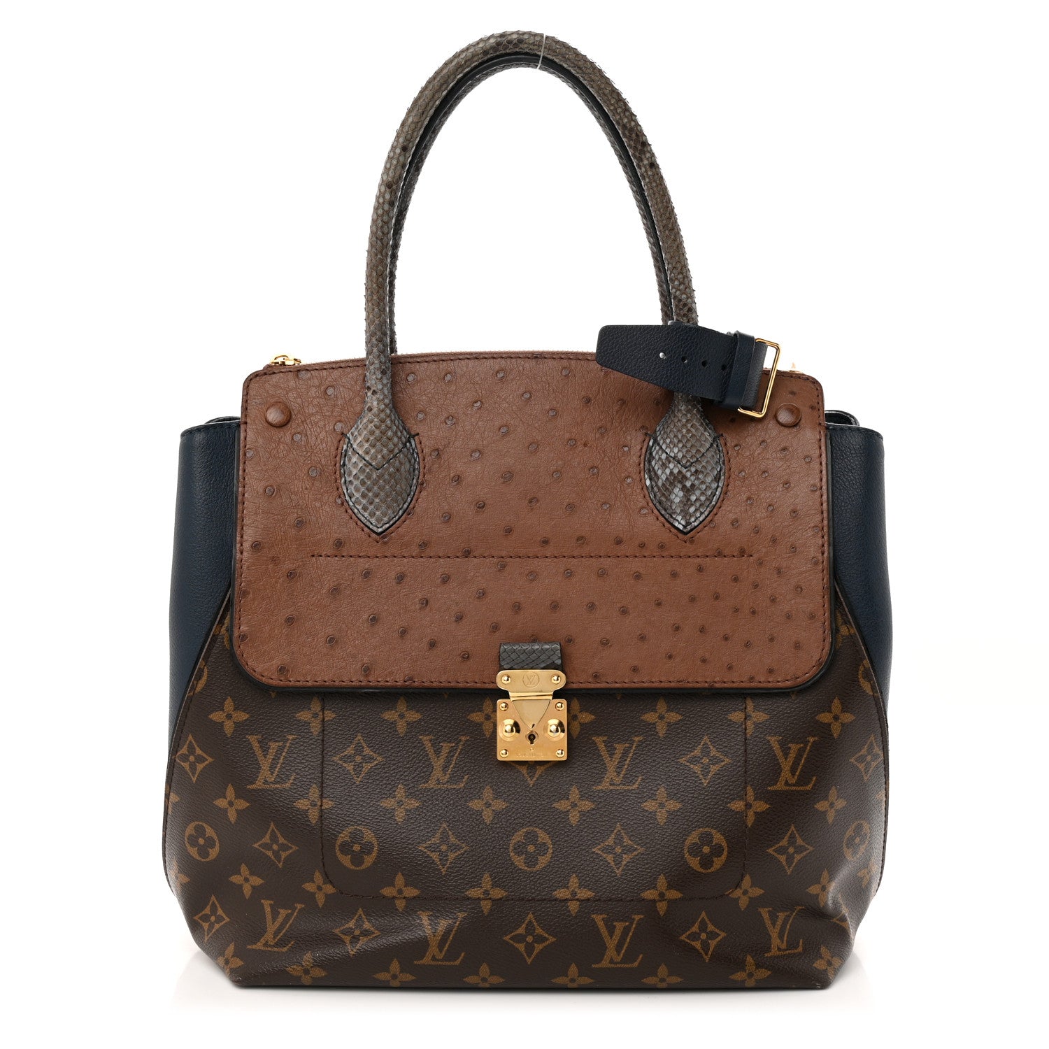 Louis Vuitton Ostrich Lizard Majestueux Tote MM Navy 1 of 13