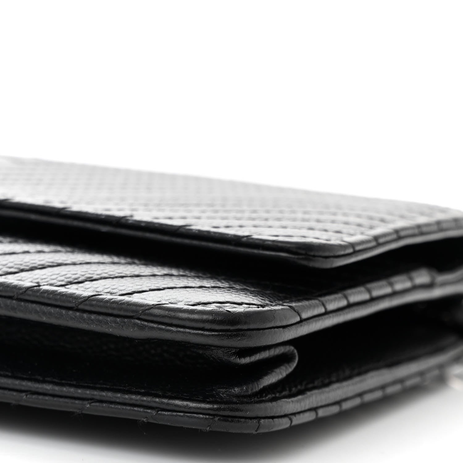 Chanel Caviar Chevron Quilted Wallet On Chain WOC Black 11 of 12