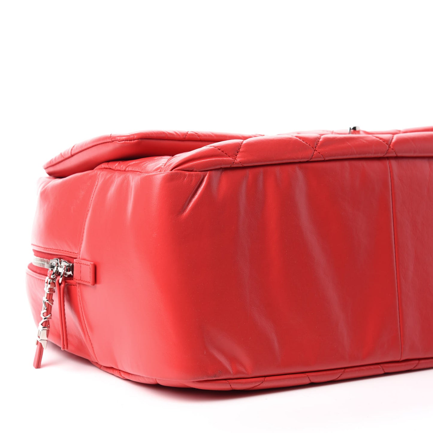Aged Calfskin Quilted Medium Express Bowling Bag Red