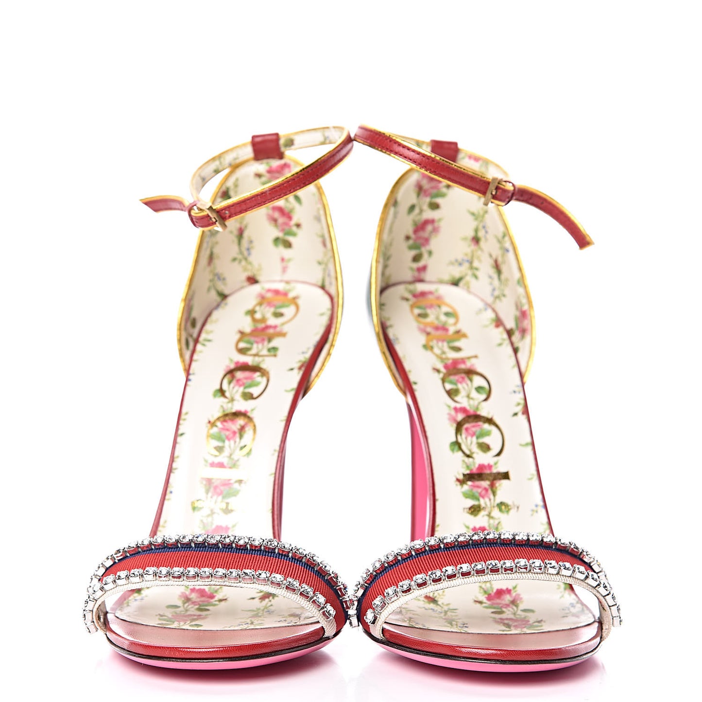 Crystal Isle Ankle Strap Sandals 39.5 Web Red