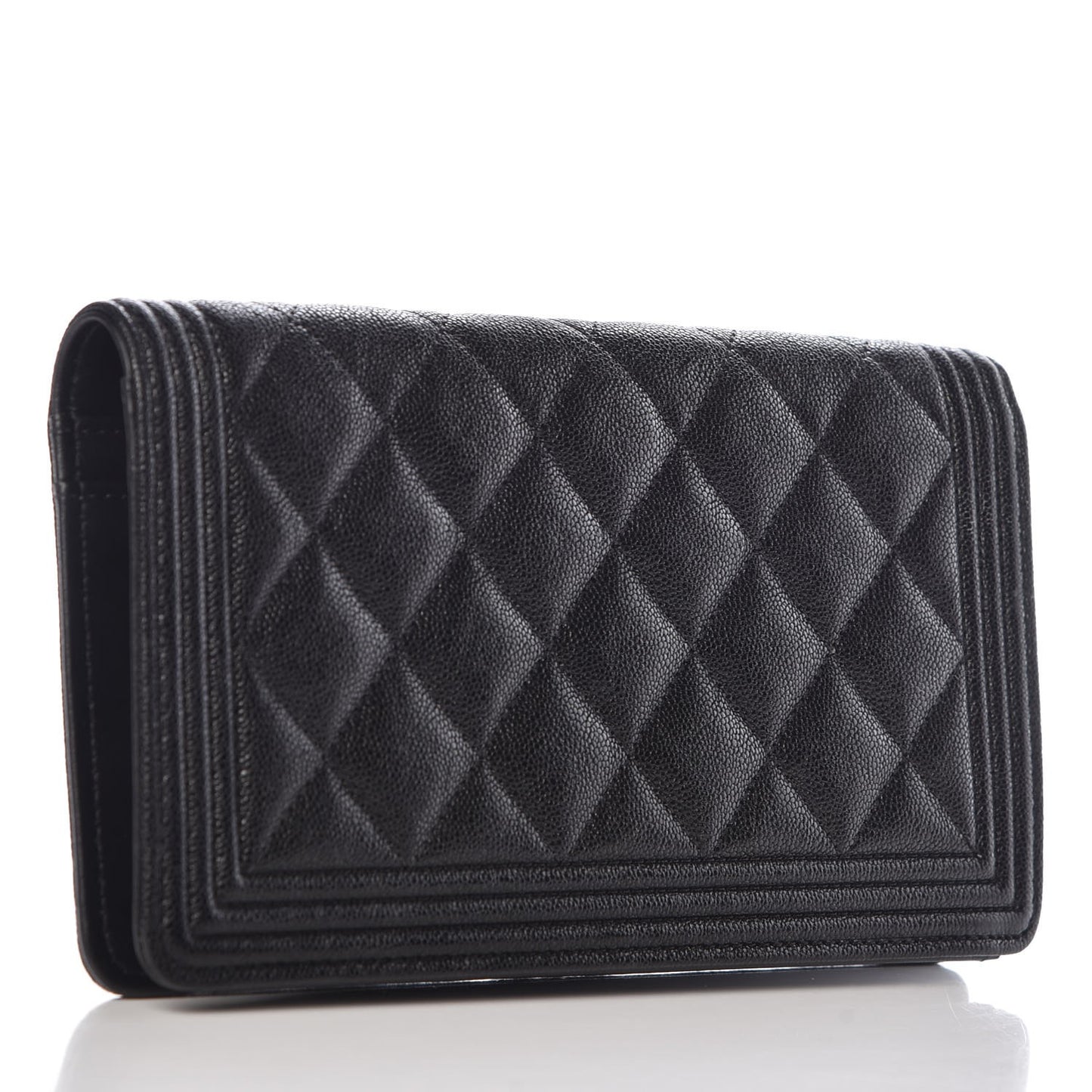 Caviar Quilted Boy Yen Wallet Black