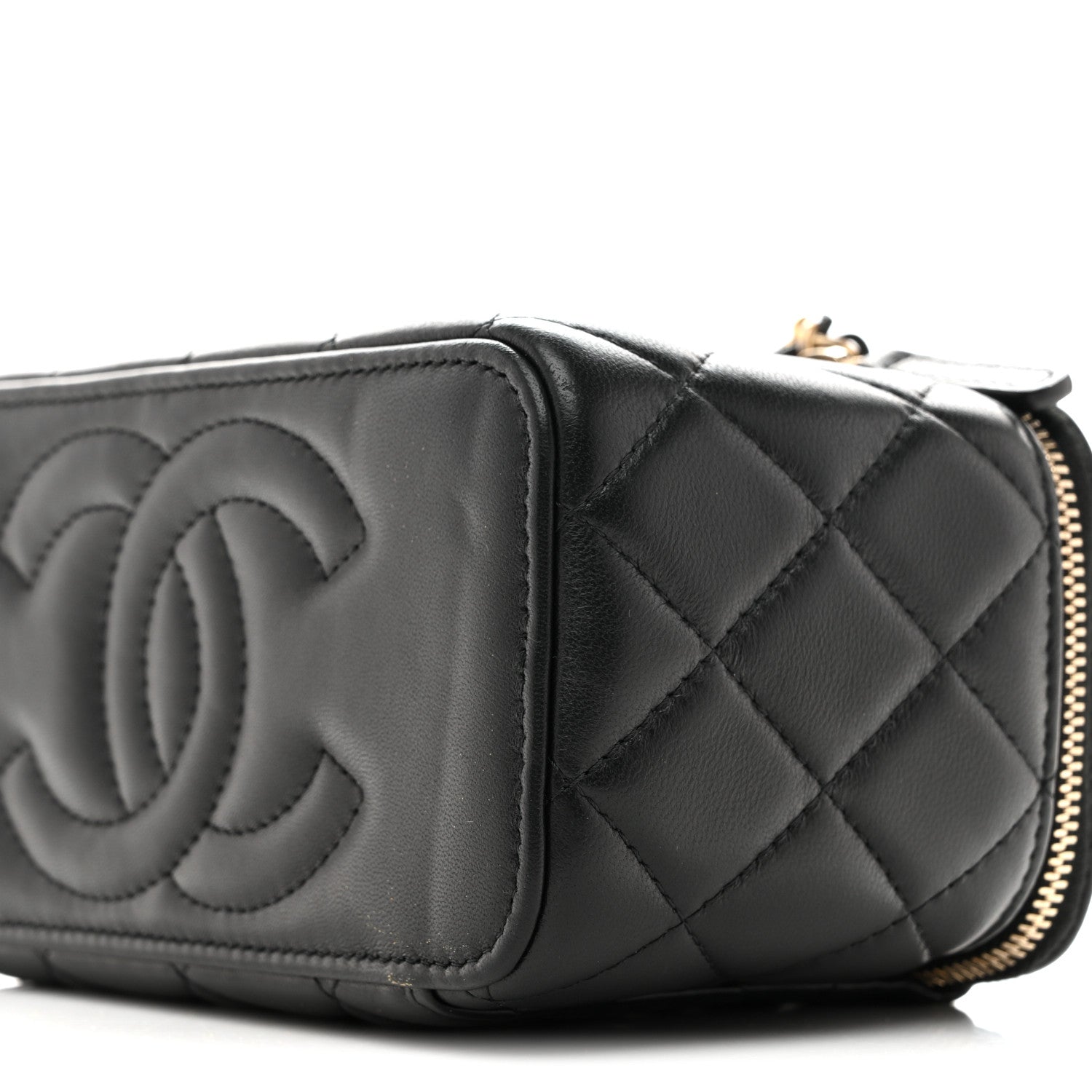 Chanel Lambskin Quilted Pearl Crush Small Vanity Case With Chain Black 10 of 13