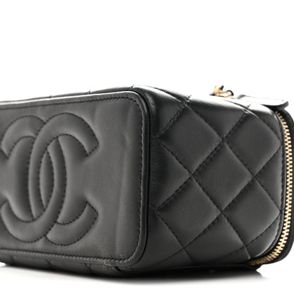 Chanel Lambskin Quilted Pearl Crush Small Vanity Case With Chain Black 10 of 13
