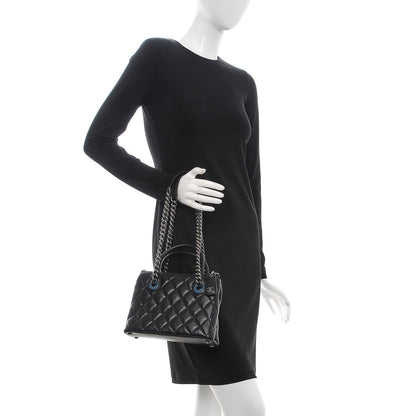 Chanel Shiny Sheepskin Quilted Small Shopping Tote Black 2 of 7