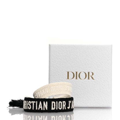 Christian Dior Woven Cotton J'Adior Friendship Bracelet Set Black White 5 of 5