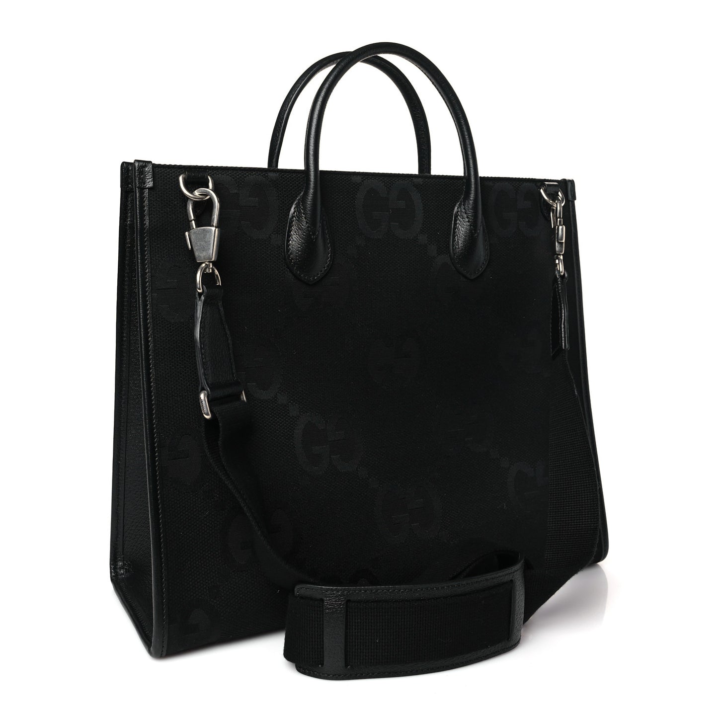 Monogram Jumbo GG Textured Dollar Calfskin Tote Bag Black