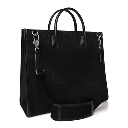 Gucci Monogram Jumbo GG Textured Dollar Calfskin Tote Bag Black 3 of 8