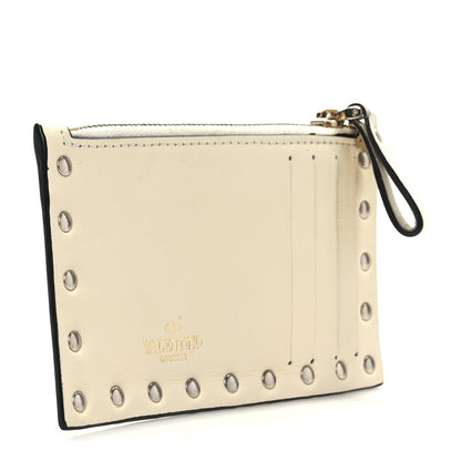 Valentino Garavani Calfskin Rockstud Coin Case Card Holder Light Ivory 3 of 7