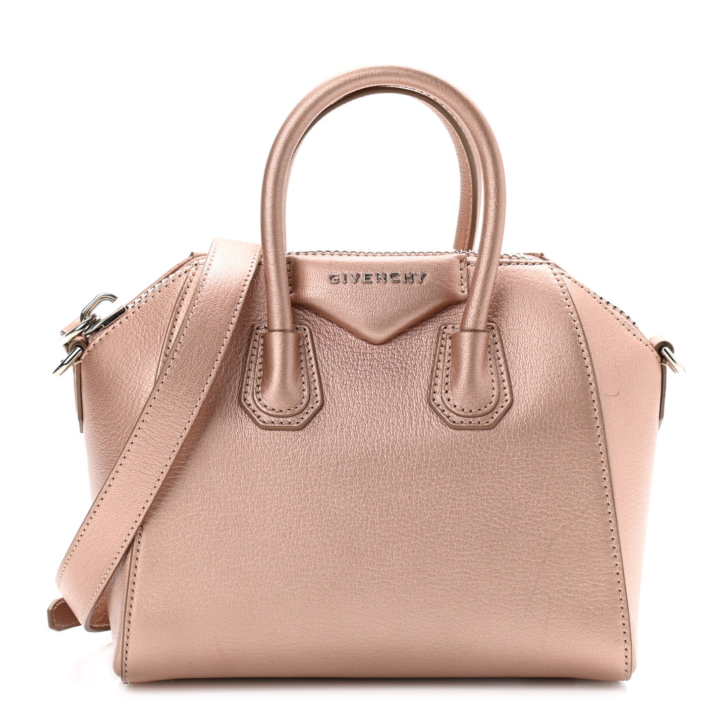 Metallic Sugar Goatskin Mini Antigona Light Pink