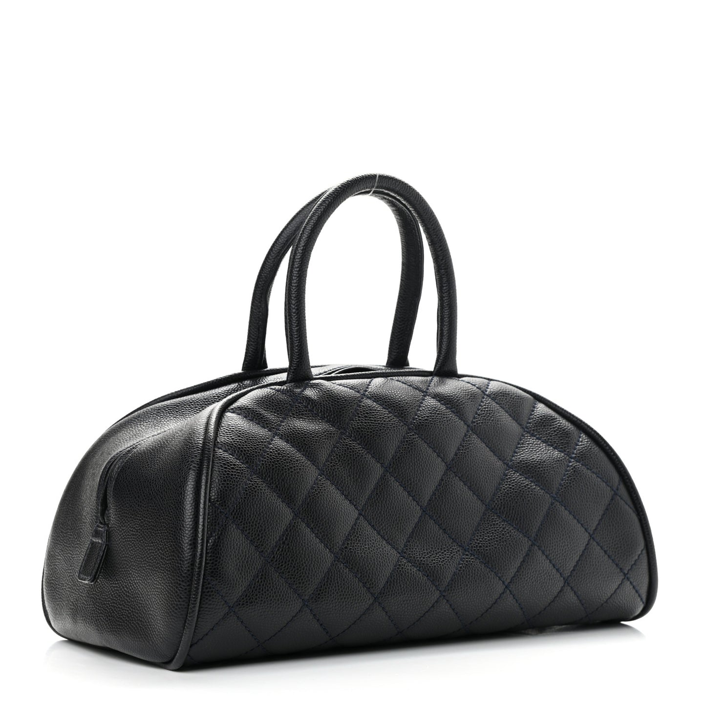 Caviar Quilted Bowler Navy Blue