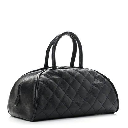 Chanel Caviar Quilted Bowler Navy Blue 3 of 10