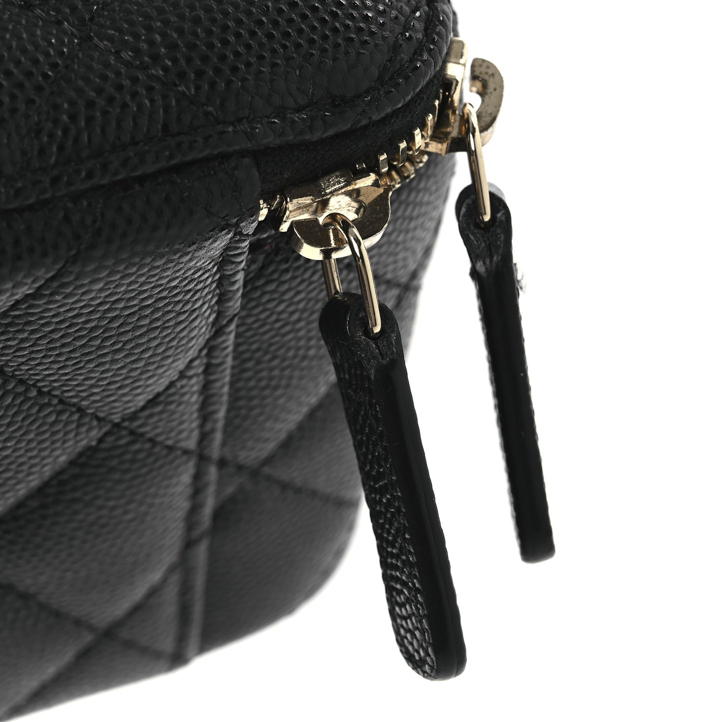 Caviar Quilted Mini Vanity Case With Chain Black