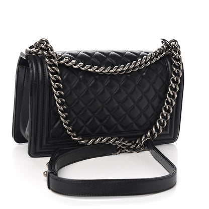 Chanel Calfskin Quilted Medium Boy Flap Black 2 of 12