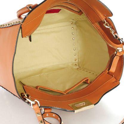 Valentino Garavani Vitello Small Rockstud Double Handle Tote Tan 5 of 7