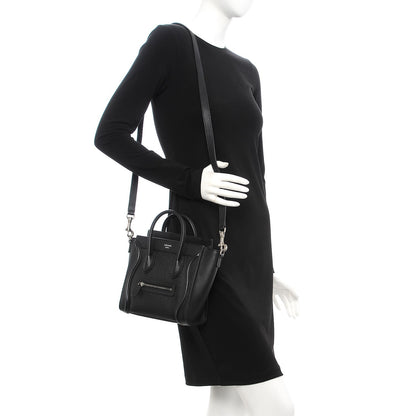 Celine Drummed Calfskin Nano Luggage Black 2 of 8