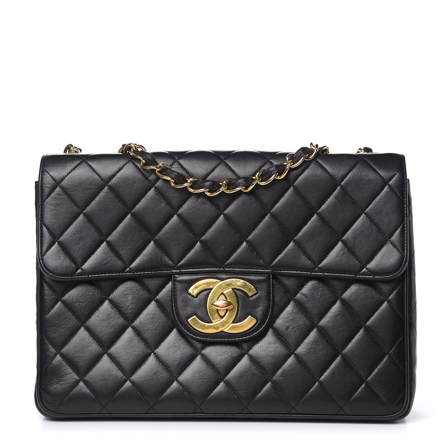 Lambskin Quilted Jumbo Single Flap Black