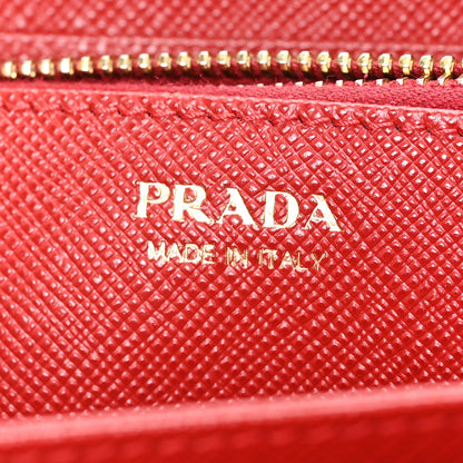 Prada Saffiano Metal Zip Around Wallet Rosso 6 of 6
