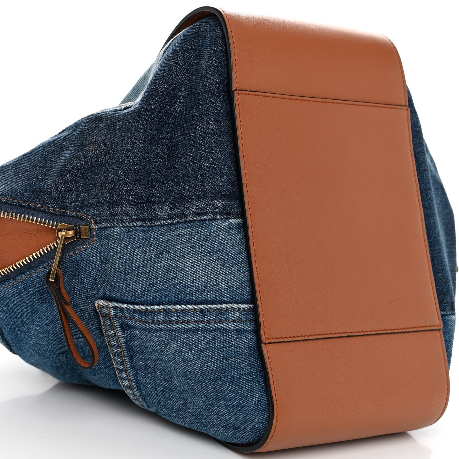 Loewe Calfskin Denim Small Hammock Shoulder Bag Blue Tan 8 of 13