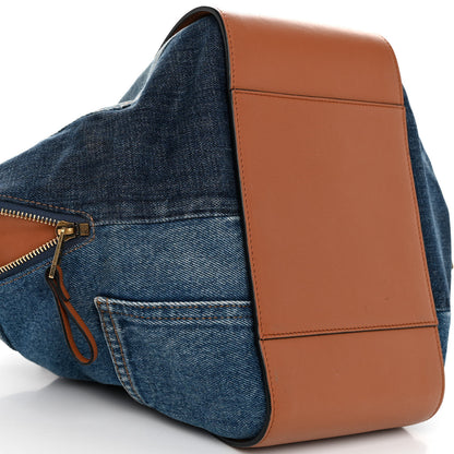 Loewe Calfskin Denim Small Hammock Shoulder Bag Blue Tan 8 of 13