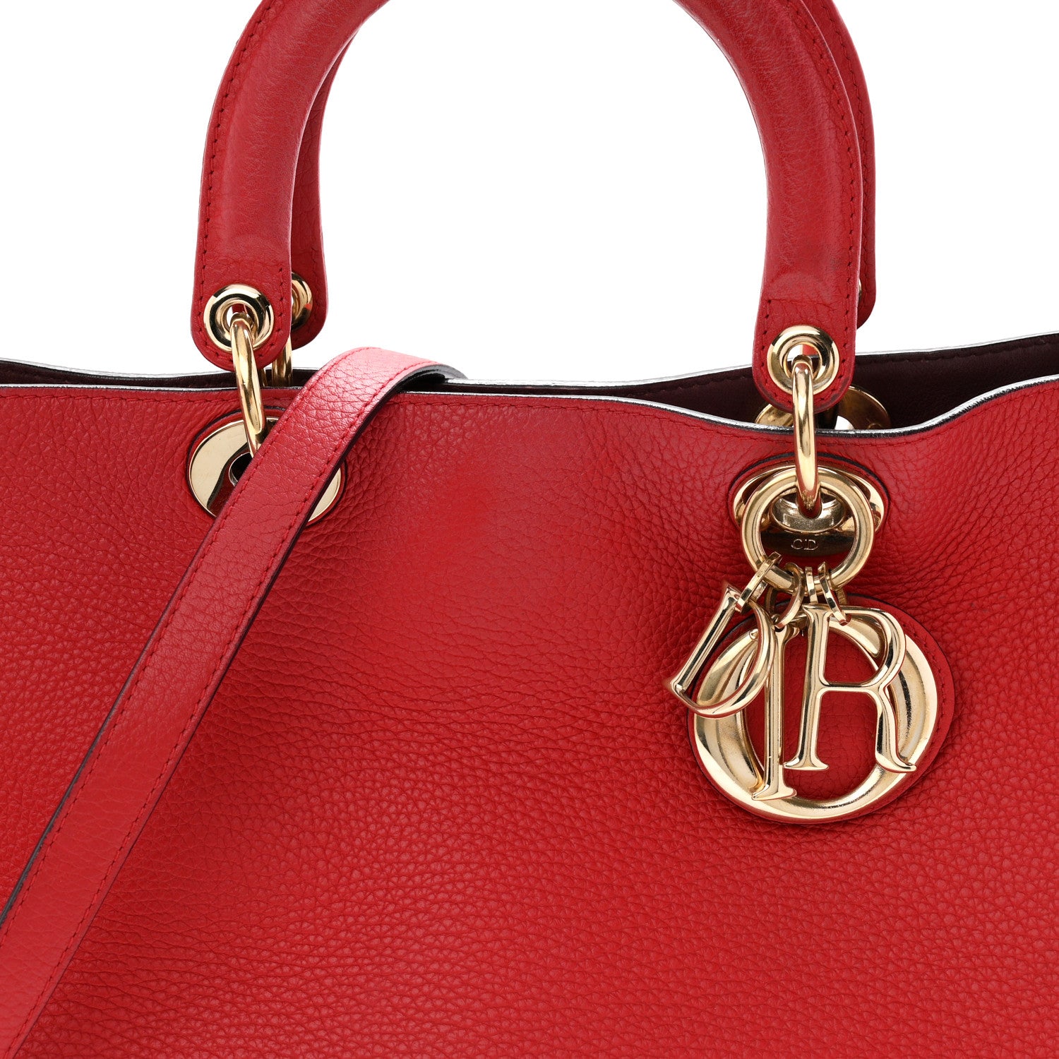 Christian Dior Calfskin Medium Diorissimo Tote Red 8 of 12
