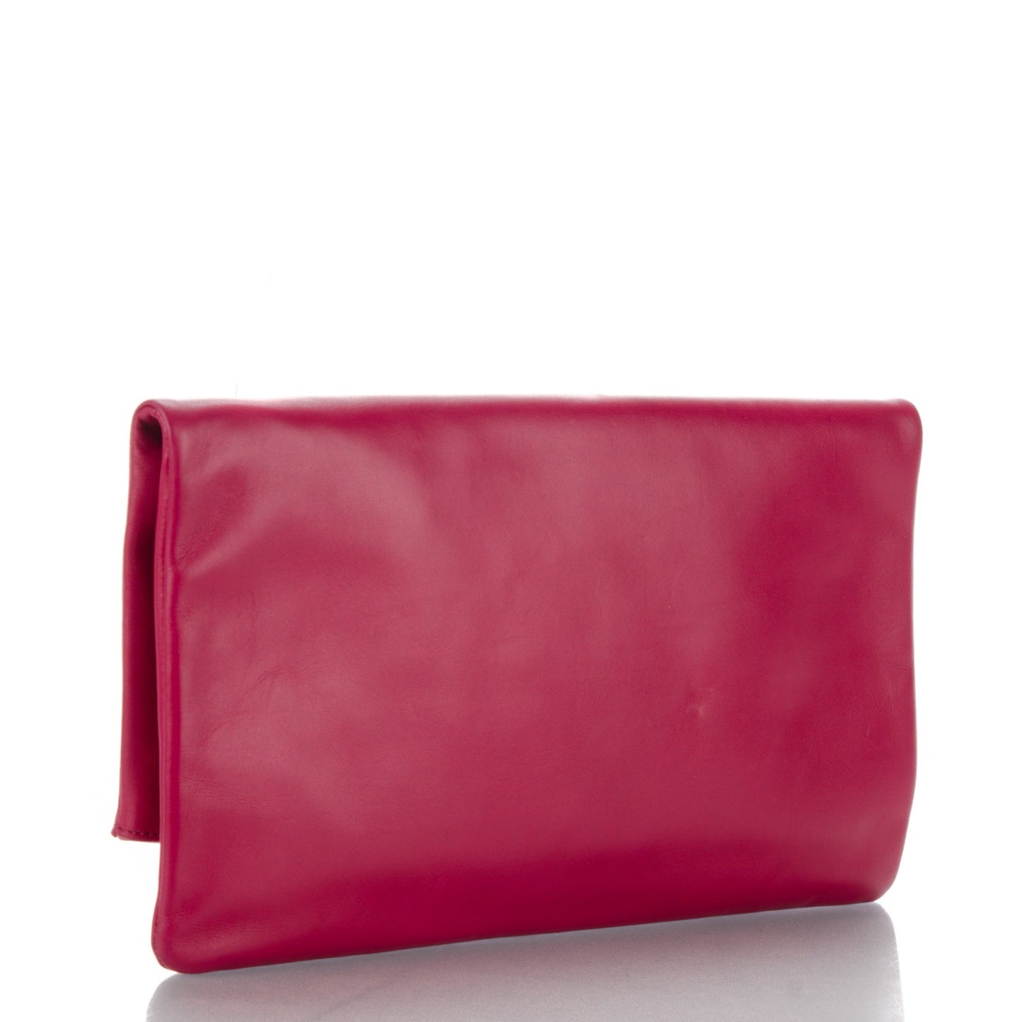 Smooth Calfskin Letters Fold-Over Clutch Fuchsia