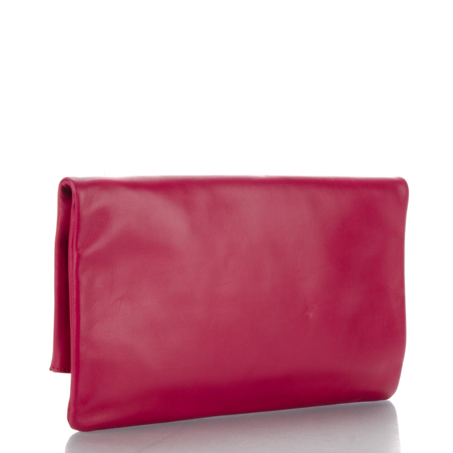 Saint Laurent Smooth Calfskin Letters Fold-Over Clutch Fuchsia 2 of 13