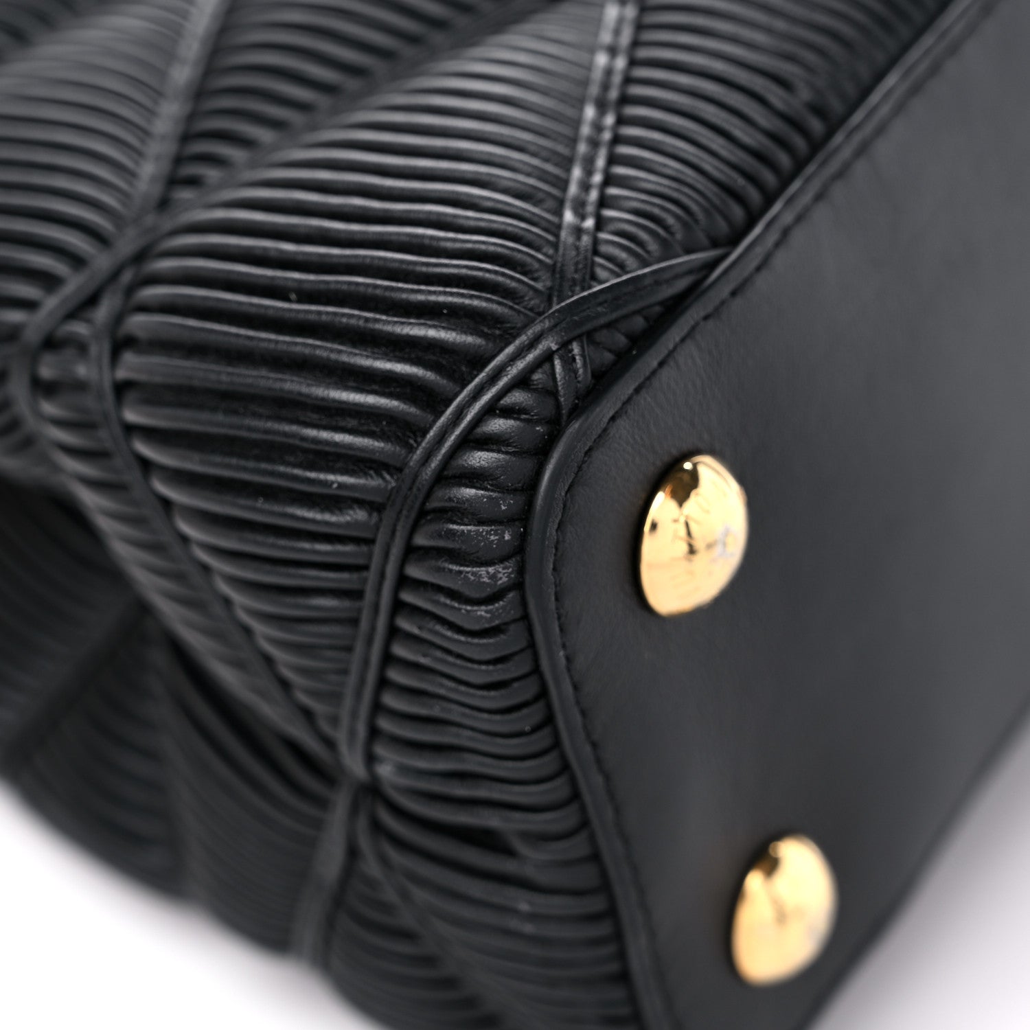 Louis Vuitton Calfskin Pleated Capucines BB Black 9 of 12