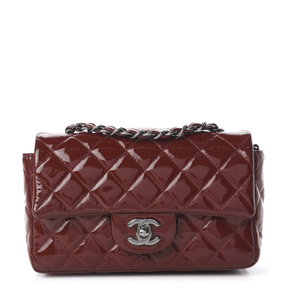 Chanel Patent Calfskin Quilted Mini Rectangular Flap Dark Red 1 of 12