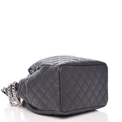 Chanel Caviar Flat Quilted CC Chain Bucket Drawstring Bag Black 4 of 10
