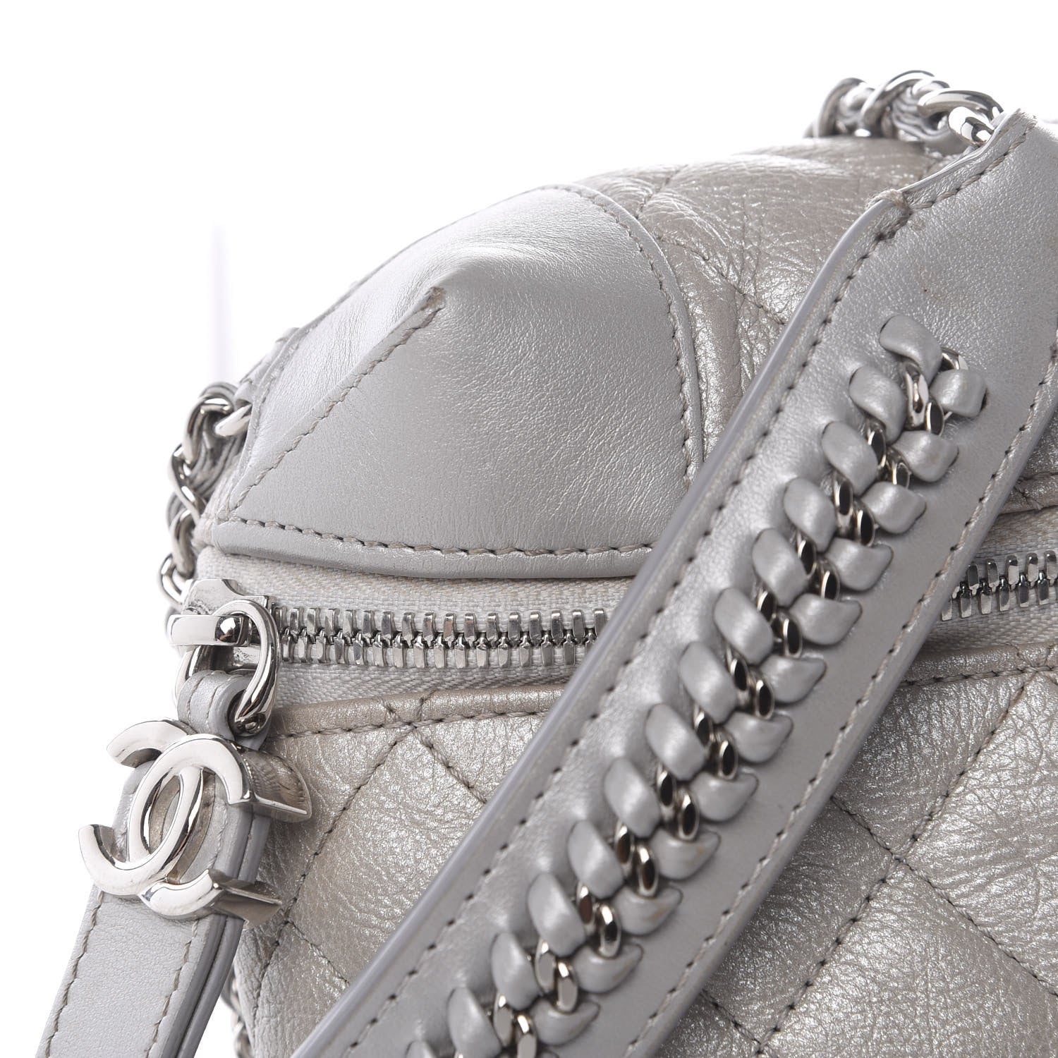 Chanel Metallic Calfskin Camera Case Silver 7 of 10