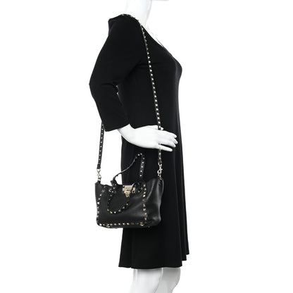 Valentino Garavani Pebbled Calfskin Mini Rockstud Tote Black 2 of 9