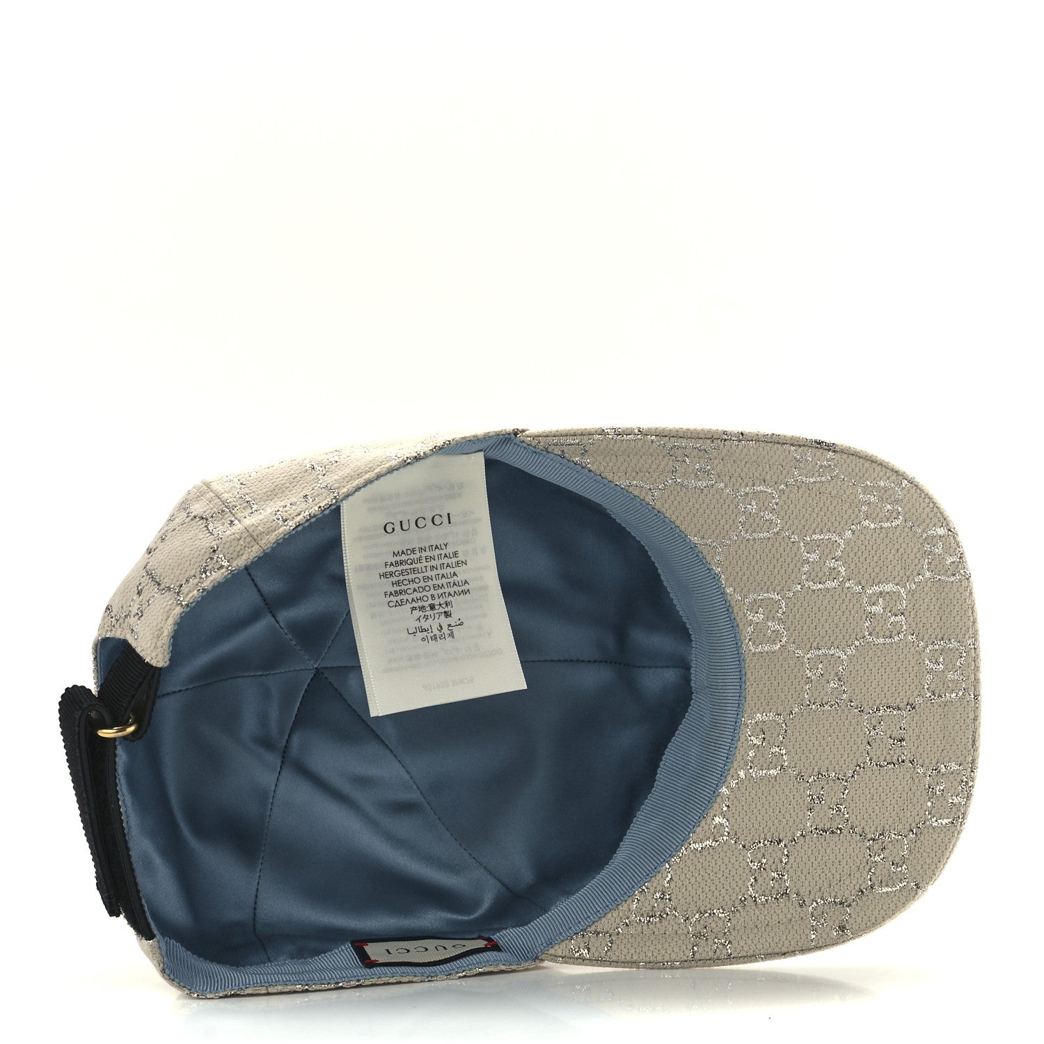 Gucci Canvas Lame GG Monogram Rush Baseball Hat M Gardenia Silver 6 of 8