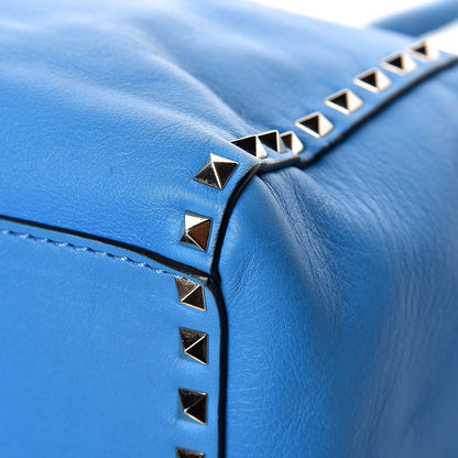Valentino Garavani Vitello Rockstud Double Handle Tote Blue Fluo 13 of 14