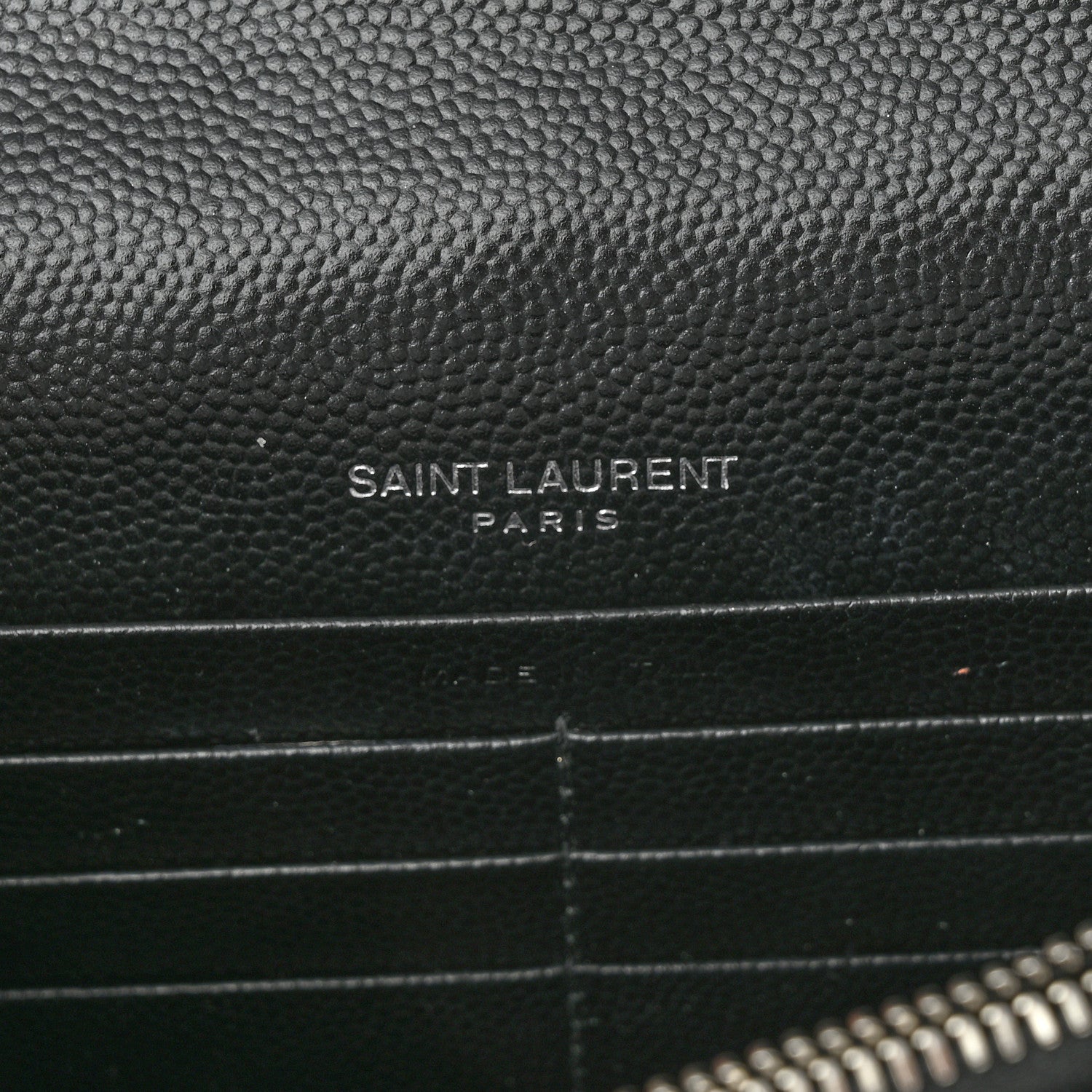 Saint Laurent Grain De Poudre Matelasse Chevron Monogram Envelope Chain Wallet Black 6 of 9