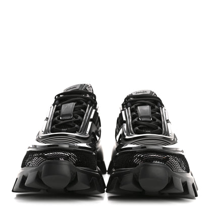 Prada Sequin Cotton Rubber Mens Cloudbust Thunder Sneakers 9 Black 3 of 11