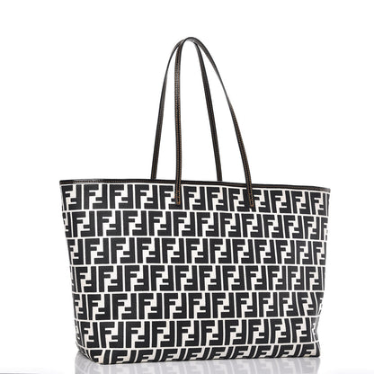 Fendi Canvas FF Large Roll Tote Black White 3 of 11