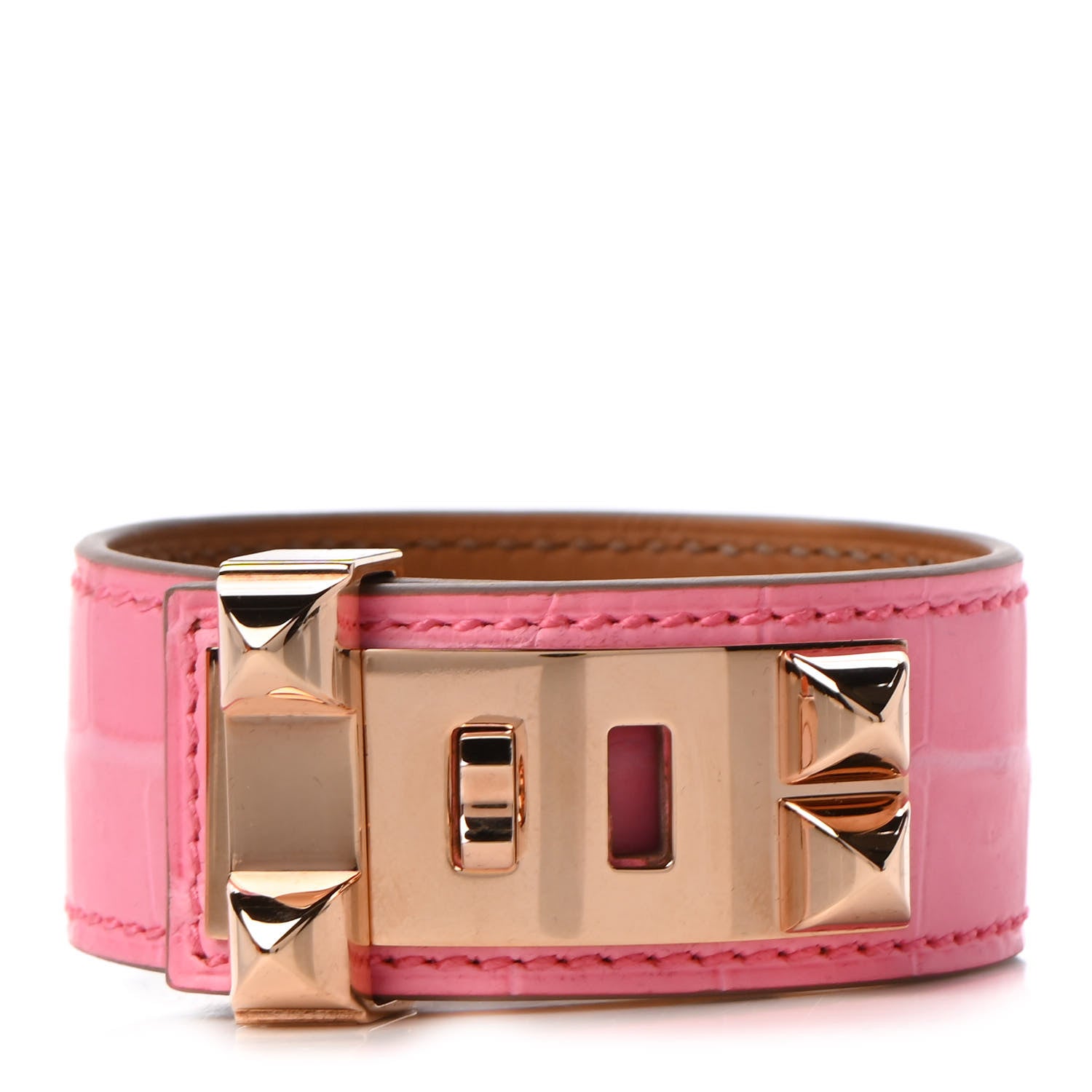 Hermes Matte Niloticus Crocodile Collier de Chien CDC 24 Bracelet T2 Rose Bubblegum 1 of 5